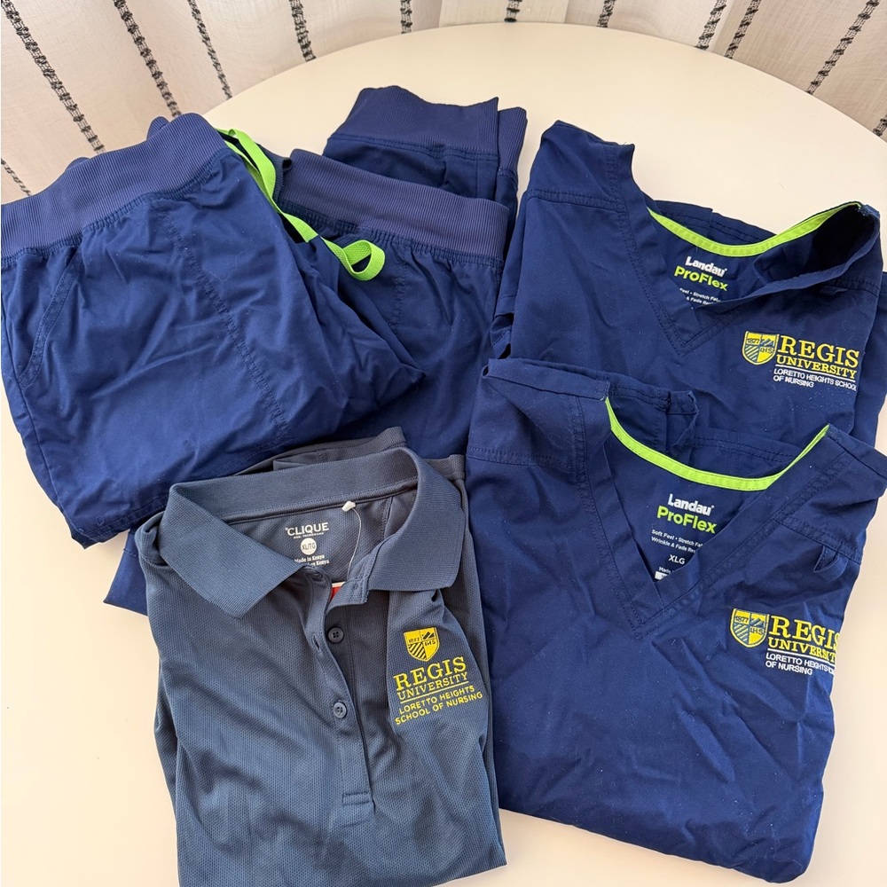 Regis University Nursing Navy Polo & Scrub Set Bundle